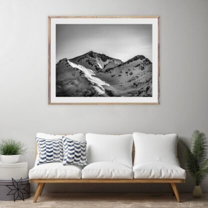 Black and white mountain peaks photography