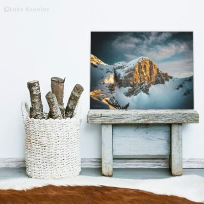 Mountain peak in winter print