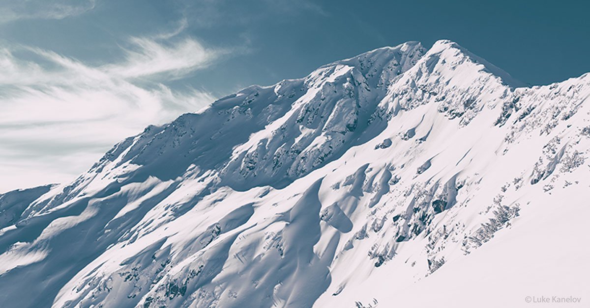 Snow covered mountain peak, Nature print by Luke Kanelov