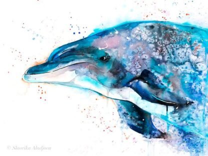Dolphin watercolor painting print by Slaveika Aladjova