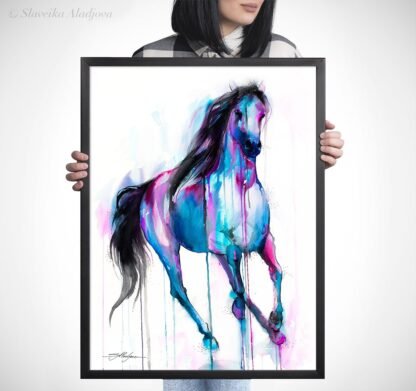 Magical Horse watercolor painting print by Slaveika Aladjova