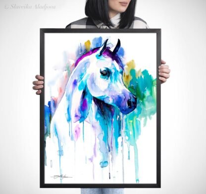 Arabian horse watercolor painting print by Slaveika Aladjova