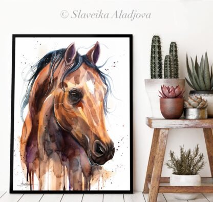 Thoroughbred Horse watercolor painting print by Slaveika Aladjova