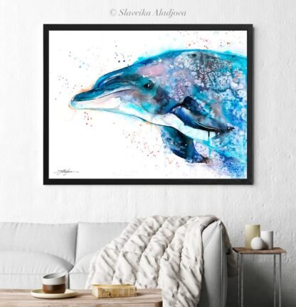 Dolphin watercolor painting print by Slaveika Aladjova