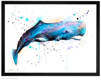 Sperm whale watercolor painting print by Slaveika Aladjova