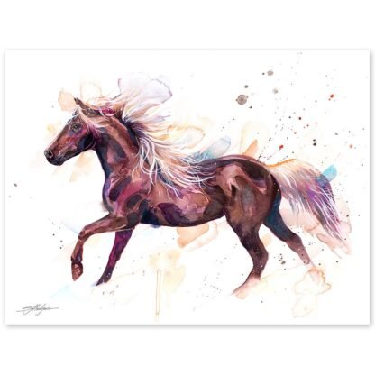 Rocky Mountain Horse watercolor painting print by Slaveika Aladjova