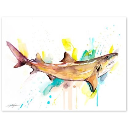 Lemon shark watercolor painting print by Slaveika Aladjova