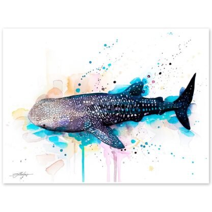 Whale shark watercolor painting print by Slaveika Aladjova