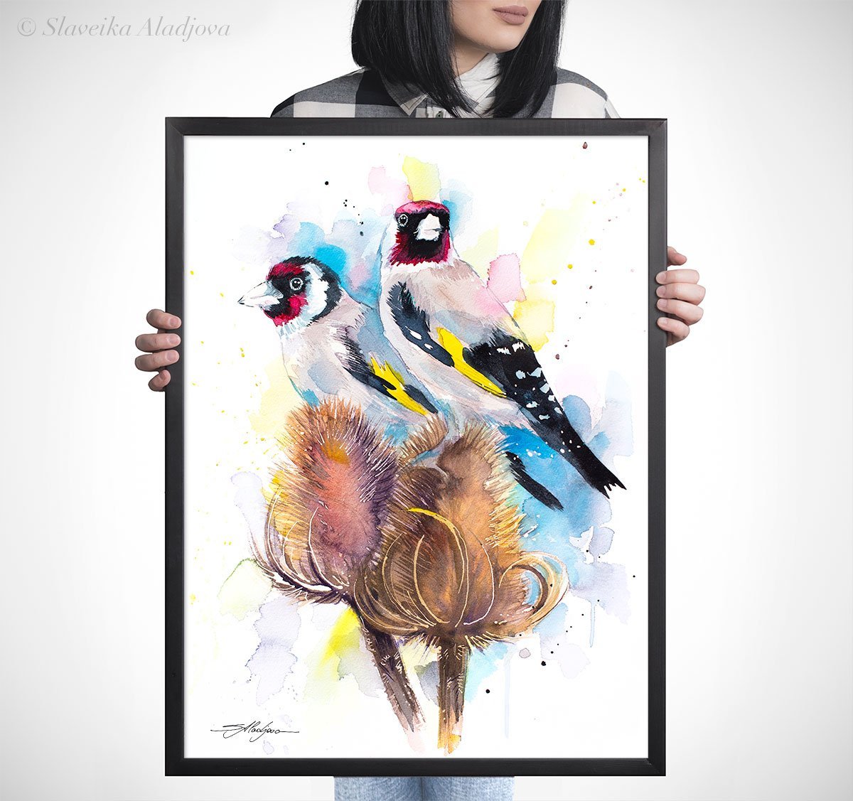 Goldfinch watercolor painting print by Slaveika Aladjova