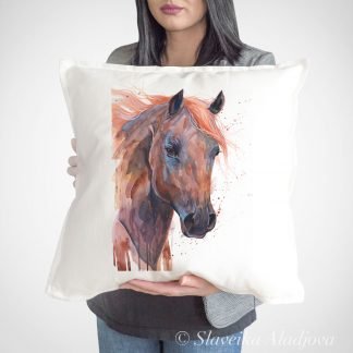 Brown Arabian horse art Pillow case