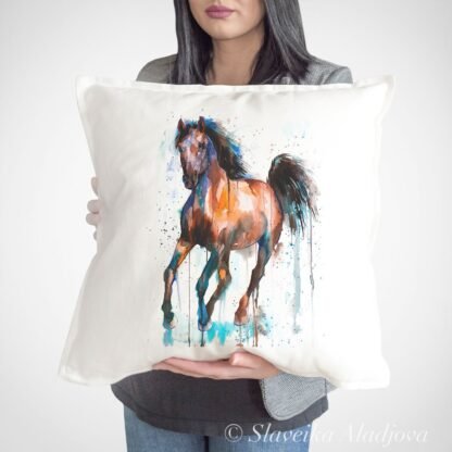 Brown and Black Horse art Pillow case