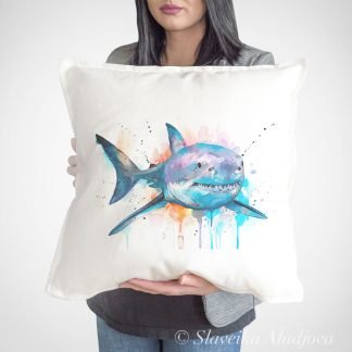 Great white shark art Pillow case