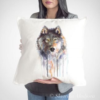 Grey wolf art Pillow case