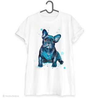Black French Bulldog art T-shirt