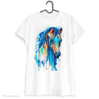 Blue Horse art T-shirt