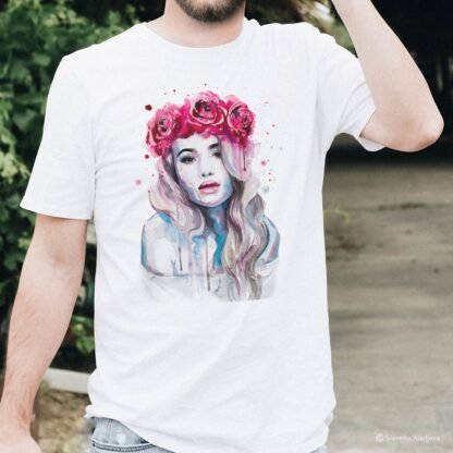 Girl portrait with succulents T-shirt