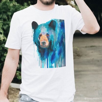 Blue American black bear art T-shirt