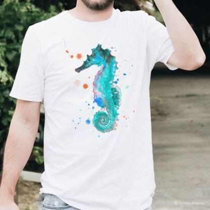 Blue Seahorse art T-shirt