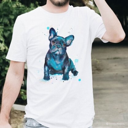 Black French Bulldog art T-shirt