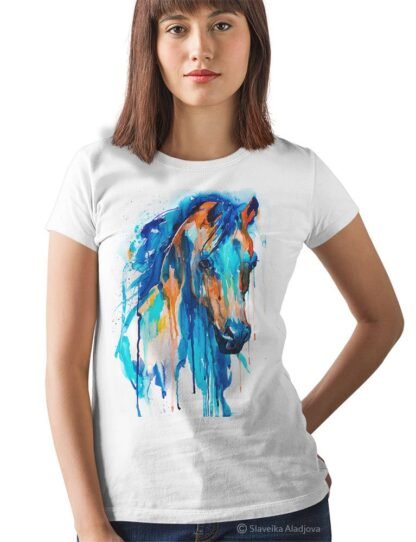 Blue Horse art T-shirt