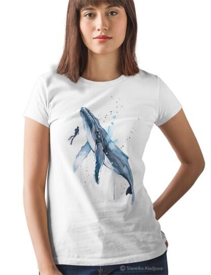 Scuba Diving with Humpback Whale art T-shirt