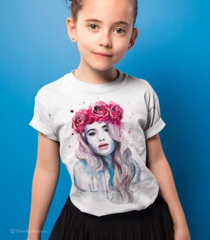 Rose crown girl art T-shirt