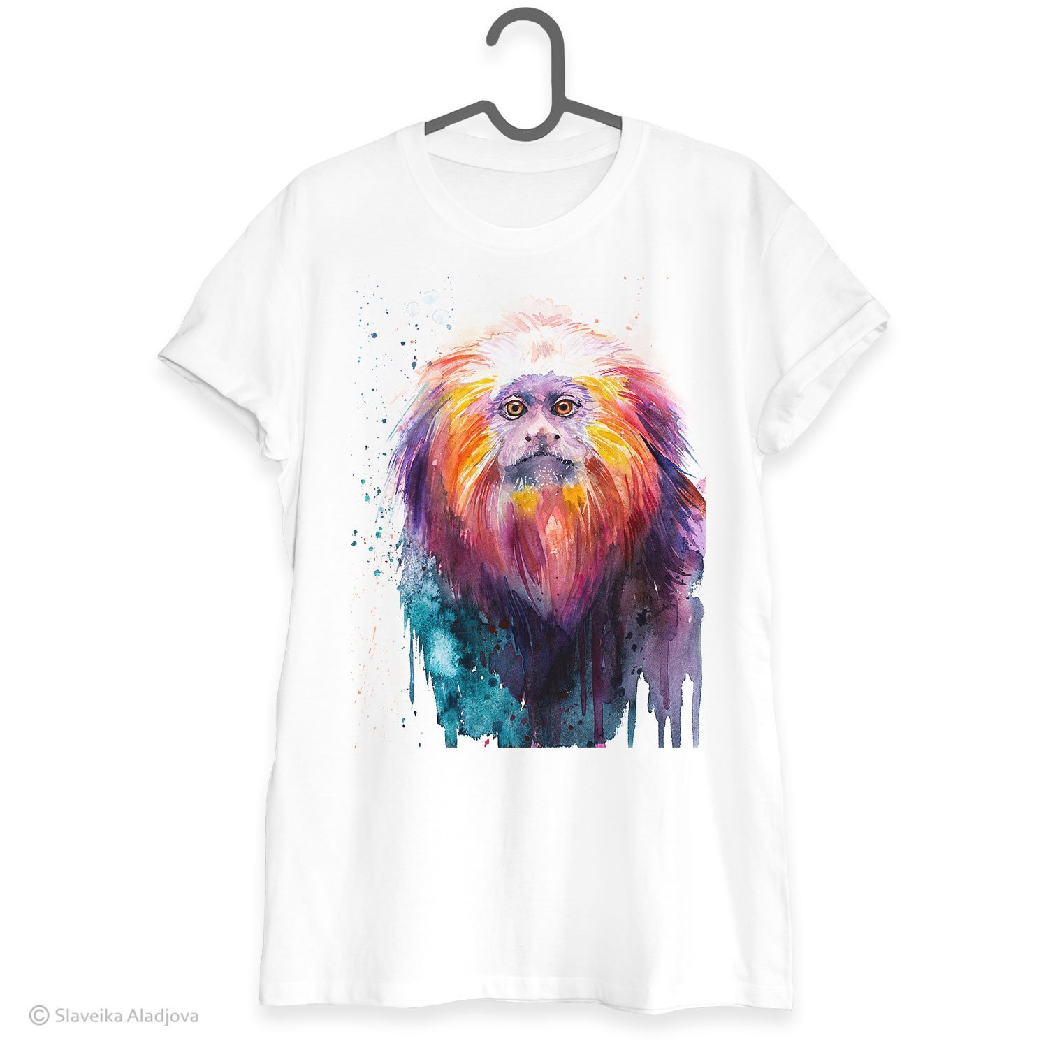 Golden lion tamarin art T-shirt. Art by Slaveika Aladjova.