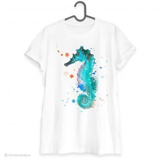 Blue Seahorse art T-shirt