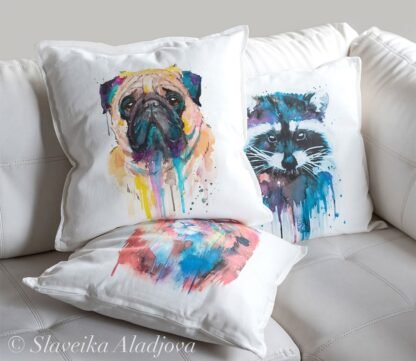 Pug art pillow cover