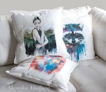 Mountain girl portrait art pillow cover