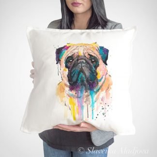 Pug art pillow cover