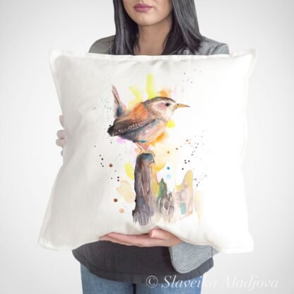 Wren art Pillow cover
