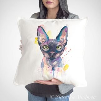 Sphynx cat art pillow cover