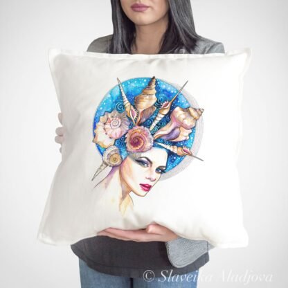 Sea girl art pillow cover