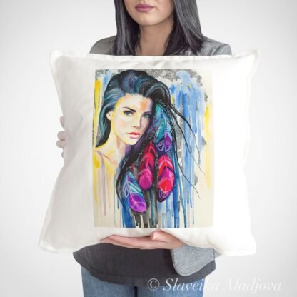 Girl portrait art pillow cover