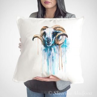 Blue Sheep art Pillow case