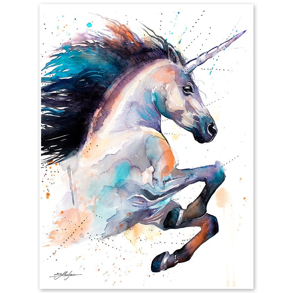 Unicorn watercolor painting print by Slaveika Aladjova