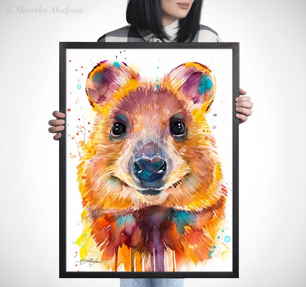 Quokka watercolor painting print by Slaveika Aladjova