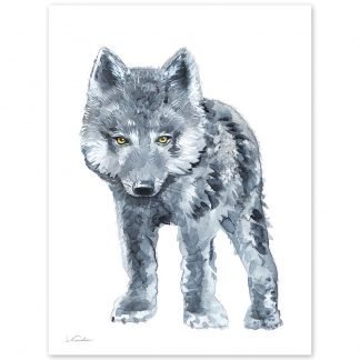 Black Wolf Watercolor Large Canvas