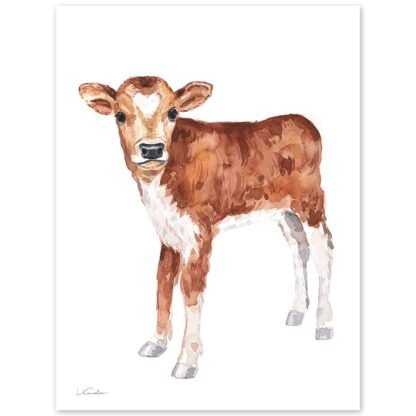 Baby Cow Watercolor Print