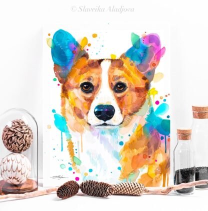 Pembroke Welsh Corgi, Dog watercolor painting print by Slaveika Aladjova